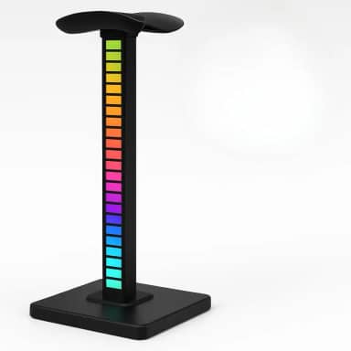 Suporte RGB para Headset Gamer - Iluminação LED - Organizador de Fone de Ouvido, Base Estável para Headset - Acessório Gamer com Luz Colorida e Efeito RGB
