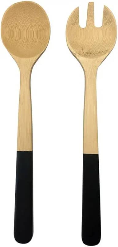 Oikos - Conjunto de Pegadores de Salada de Bambu com Cabo Preto