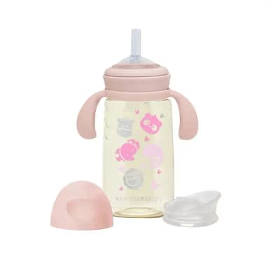 Copo de Treinamento e Transição com Bico de Silicone 300ml Rosa - M&M