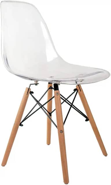Cadeira Eames Transparente - Base Madeira Natural