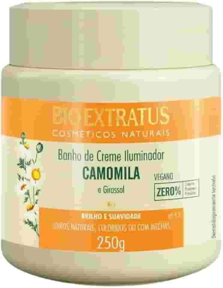 Banho de Creme Camomila Bio Extratus Clareador Iluminador 250g P/ Cabelos Loiros Mechas