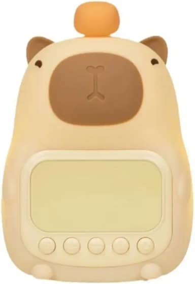 Relógio Despertador Luminária Infantil Capivara – LED Digital, Luz Noturna Touch, Alarme Duplo, Recarregável USB-C, Ideal para Crianças e Decoração