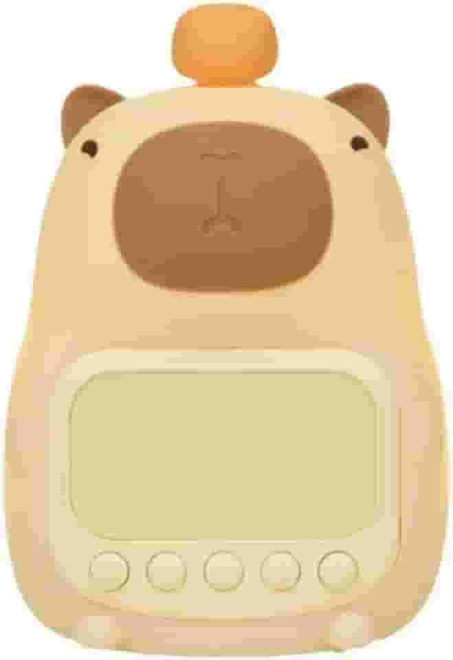Relógio Despertador Luminária Infantil Capivara – LED Digital, Luz Noturna Touch, Alarme Duplo, Recarregável USB-C, Ideal para Crianças e Decoração