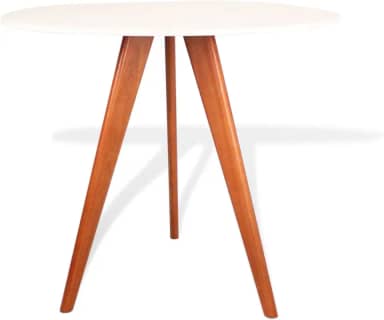 Mesa de Jantar Redonda Compacta Laminada ou laqueada para 3 e 4 Lugares Tampo 90 cm (Off White)