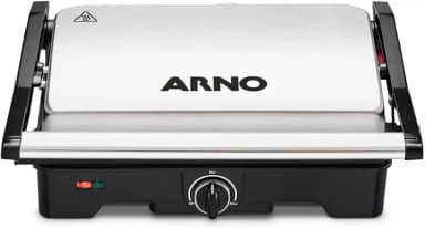 Grill Arno Dual Inox GNOX - Abertura 180°, Ajuste Altura e Controle de Temperatura, 110V