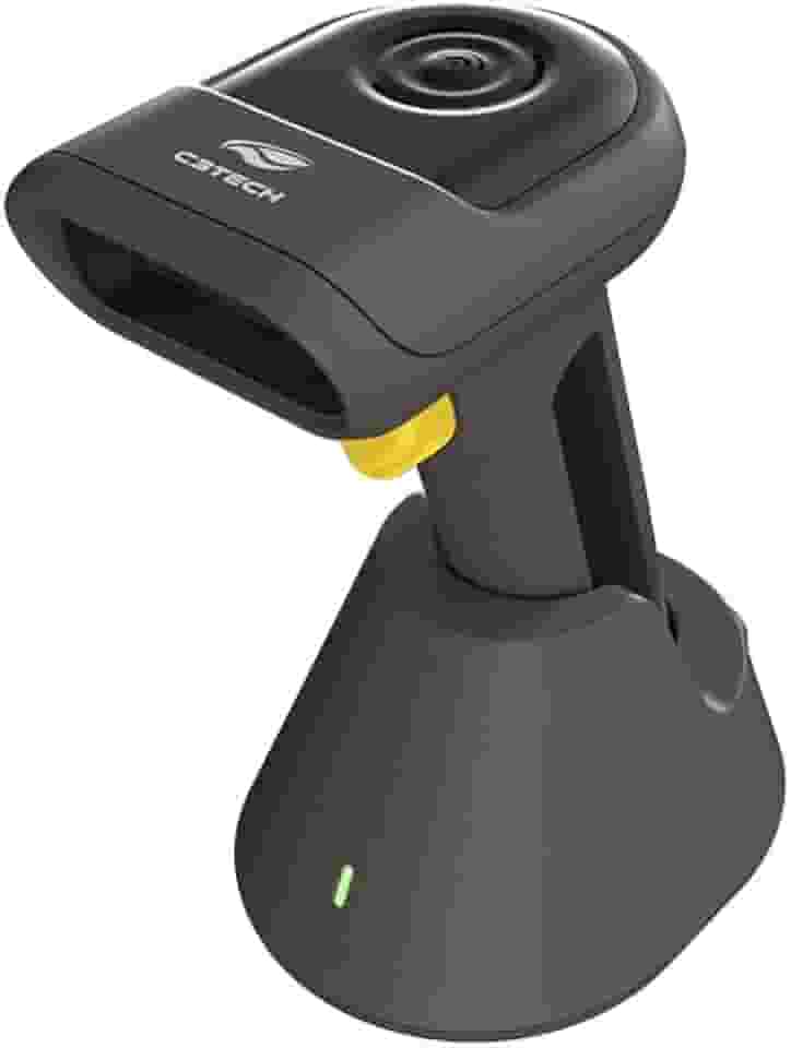Leitor de codigo de barras C3Tech LB-W350BK 1D/2D sem fio 2.4GHz + Bluetooth, Tecnologia Cmos, acompanha suporte, Compatível com Windows, Android, Linux, MacOS