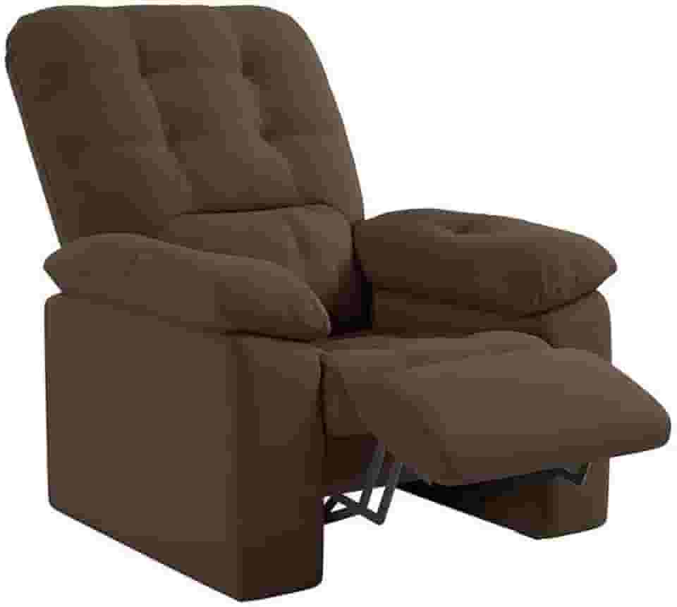 Poltrona Do Papai Reclinável Suede Veludo Estoril Marrom