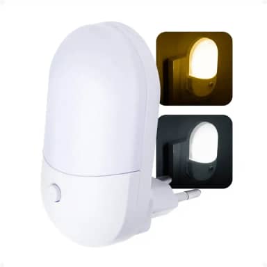 Abajur Luminária Quarto Infantil De Parede LED Tomada Luz Noturna Suave Bebê Bivolt Amarelo E Branco