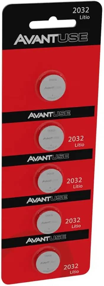 Avant Use Kit 5 Unidades Bateria de Lítio CR2032 3V - Alta Durabilidade, para Placa Mãe, Relógios e Controles