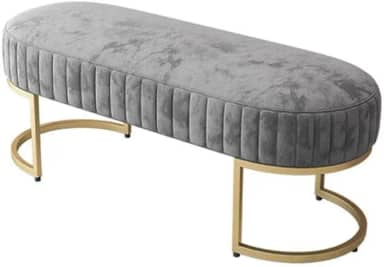 Banco Recamier Bella com Pés de Aço Cinza