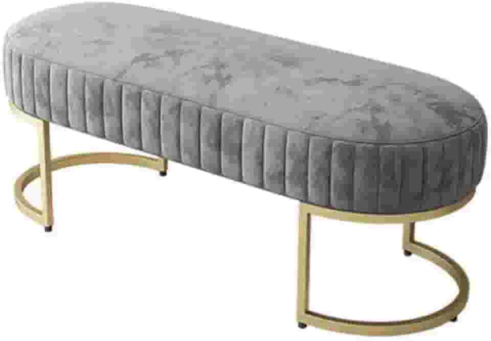 Banco Recamier Bella com Pés de Aço Cinza