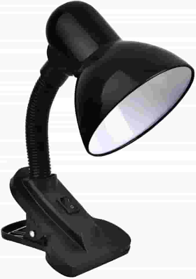 Luminária Articulada de Mesa com Presilha Tipo Clip para Estudo e Escritório – Preta, Ajustável e Econômica (Preta)