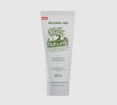 NATURAL Álcool Gel com Extratos Orgânicos de Camomila, Erva-doce e Aloe Vera - Protege, Hidrata e Perfuma - Não Resseca a Pele - 60ml