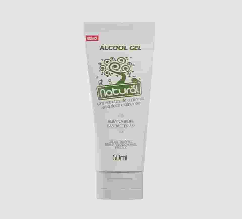 NATURAL Álcool Gel com Extratos Orgânicos de Camomila, Erva-doce e Aloe Vera - Protege, Hidrata e Perfuma - Não Resseca a Pele - 60ml