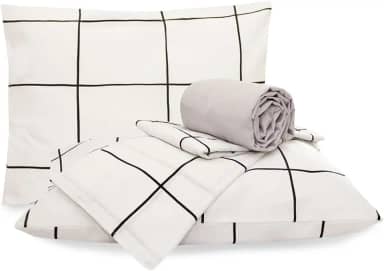 Jogo De Lençol Queen 4 Peças Grid Algodão, Branco, Marina Enxovais, Duplo, Classic