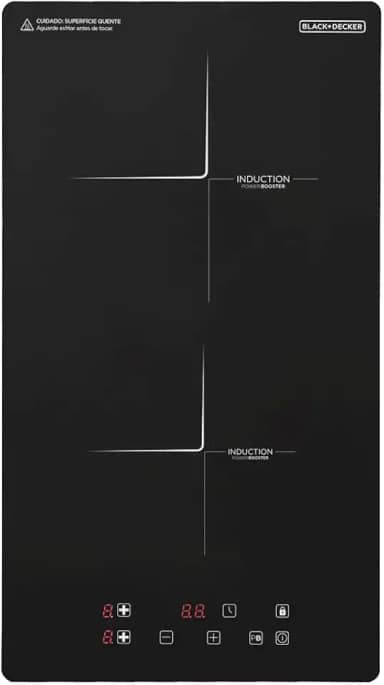 BLACK+DECKER Cooktop de Indução 2 Bocas e Função Power Booster - Display Digital, Tampo em Vidro Cerâmico e Trava de Segurança 220V 3500W