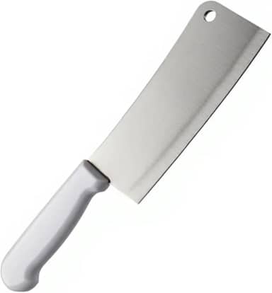 Cutelo Profissional 8” Aço Inox Cabo Branco Anatômico – Lâmina Reforçada Anticorrosiva para Carnes, Ossos e Alimentos Congelados – Cutelo de Cozinha Premium para Uso Doméstico e açougue