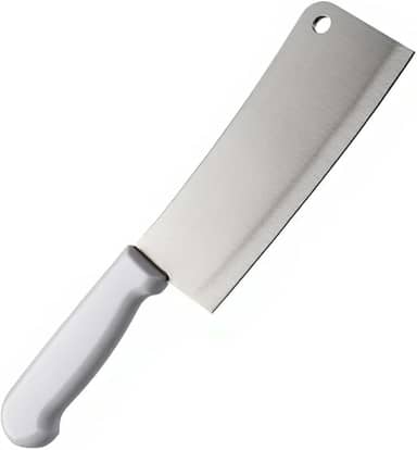 Cutelo Profissional 8” Aço Inox Cabo Branco Anatômico – Lâmina Reforçada Anticorrosiva para Carnes, Ossos e Alimentos Congelados – Cutelo de Cozinha Premium para Uso Doméstico e açougue
