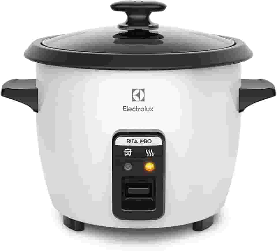 Electrolux RCB50 - Panela Elétrica vapor arroz, capacidade 1,3L, 7 xícaras manter aquecido, panela removível antiaderente, tampa vidro, 127v, por Rita Lobo, branca