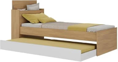 Bicama de Solteiro para Colchão 188 x 78cm com Baú Embutido Multimóveis Mp4258 Rustic/branco