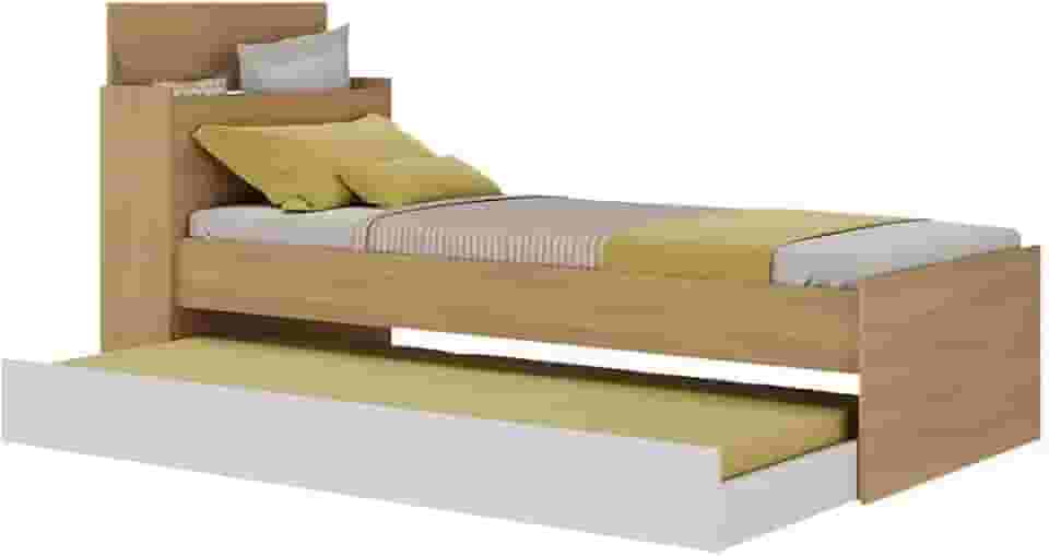 Bicama de Solteiro para Colchão 188 x 78cm com Baú Embutido Multimóveis Mp4258 Rustic/branco
