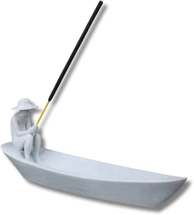 Incensário Pescador Barco Porta Incenso de Palito Decoração