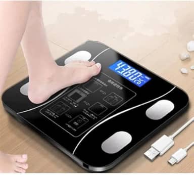 Balança Digital Bioimpedância Corporal Bluetooth Aplicativo Carrega via USB -Ideal Para Fitness, Academia, Nutri, Banheiro, Saúde E Bem Estar