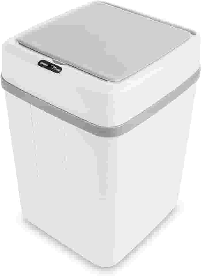 Lixeira Elétrica com Sensor 12 L Branca – Tampa Antiodor, Lixeira Moderna para Banheiro, Cozinha e Escritório, Abertura Sem Toque, Design Compacto e Higiênico