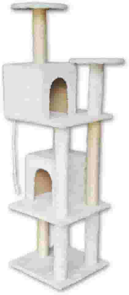 Arranhador para Gatos Torre Toca Casa Grande 4 Andares Luxo Cama Poste Sisal Brinquedo(Branca)