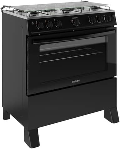 Fogão 6 Bocas a Gás Itatiaia Star New com Acendimento Automático e Forno 82l Preto Bivolt