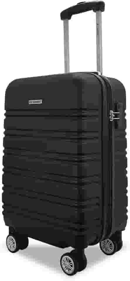 Mala de Viagem de BORDO com Zíper EXPANSÍVEL 10Kg Rígida Padrão ANAC com 4 Rodas duplas 360° Cadeado AntiFurto Leve Resistente Espaçosa (A3MB Preto A)