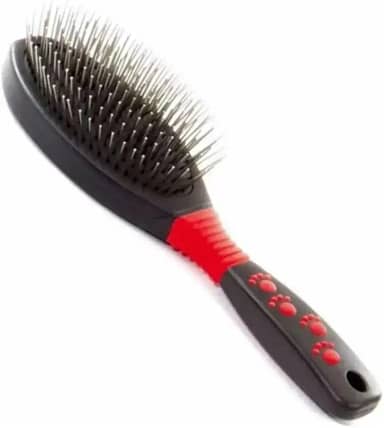 Bizzico Escova de Pinos Grande Profissional Precision Edge, Sem Bolinhas, Cabo Emborrachado, Pinos Mais Espaçados, Ideal para Animais com Pelos Médios a Longos e Pelagem Crespa