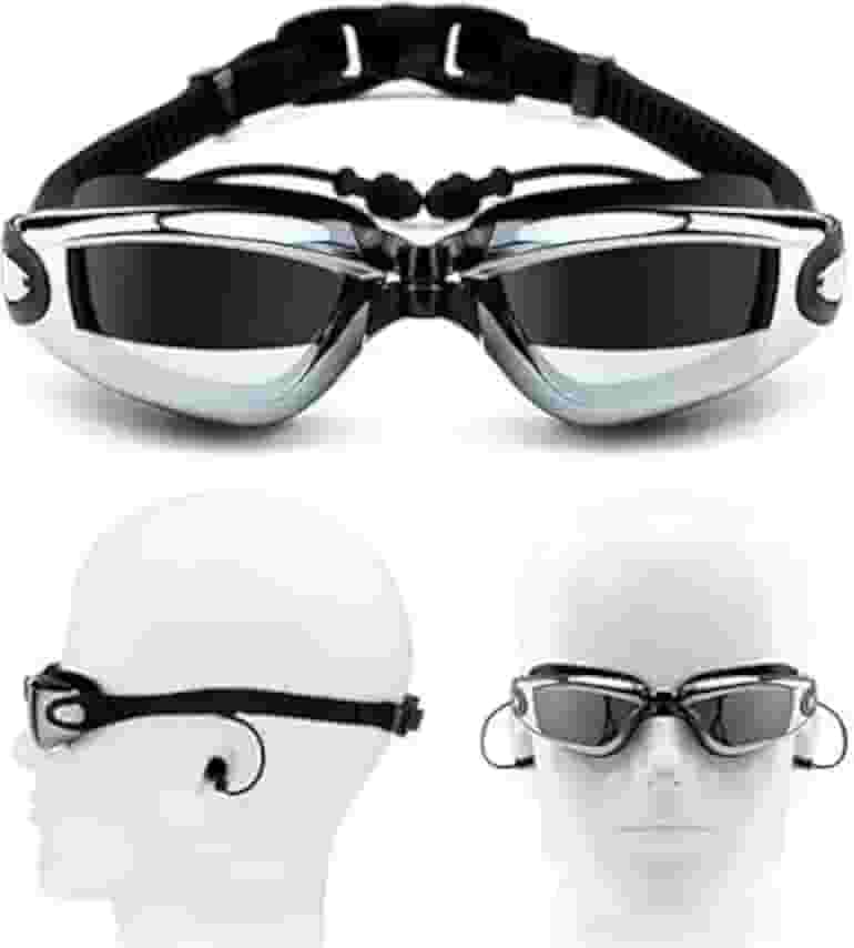 Óculos de Natação Unissex Antiembaçante com Lentes Espelhadas – Proteção UV com Proteção Auricular