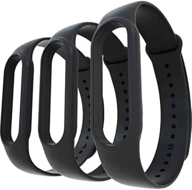 Kit 3x Pulseiras Pretas Silicone Sport Compatível com Xiaomi Mi Band 3 4 Mi Band 5 6