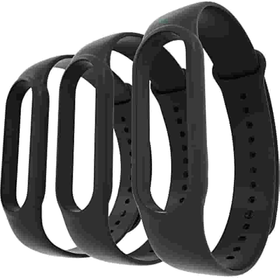Kit 3x Pulseiras Pretas Silicone Sport Compatível com Xiaomi Mi Band 3 4 Mi Band 5 6