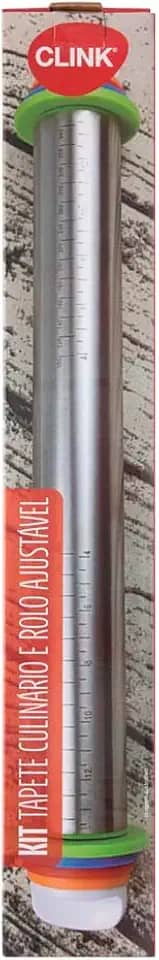 KIT TAPETE CULINARIO ROLO AJUSTAVEL SILICONE, ACO INOX E PLASTICO 44 cm X 7,3 cm X 7,3 cm
