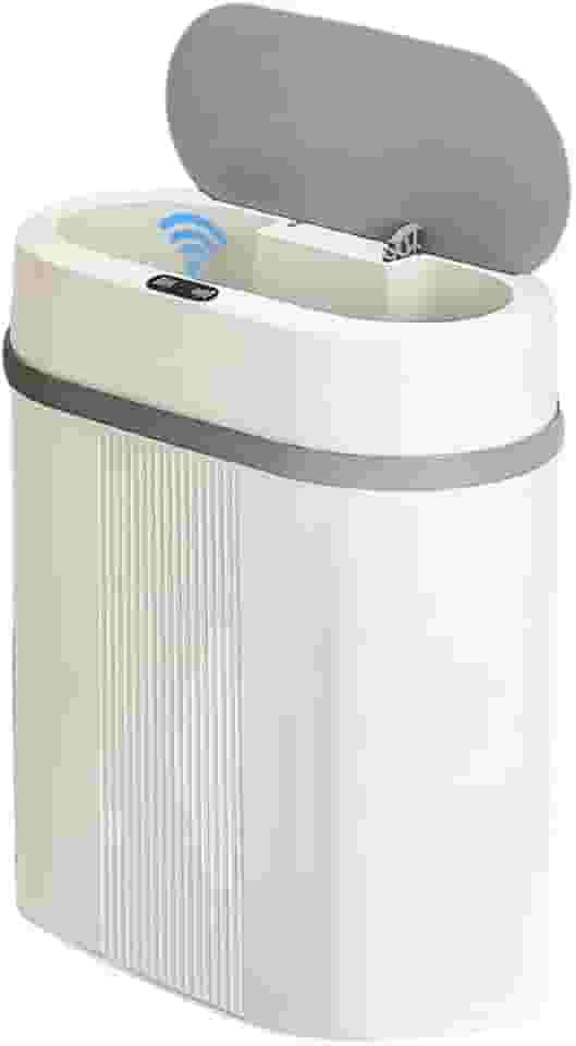 Lixeira Automática 12L com Sensor de Movimento, Tampa Automática, Design Moderno, Compacto, Ideal para Cozinha, Banheiro, Escritório, Sem Contato, Higiênica e Eficiente - Cor Branca - MJ BRANDS