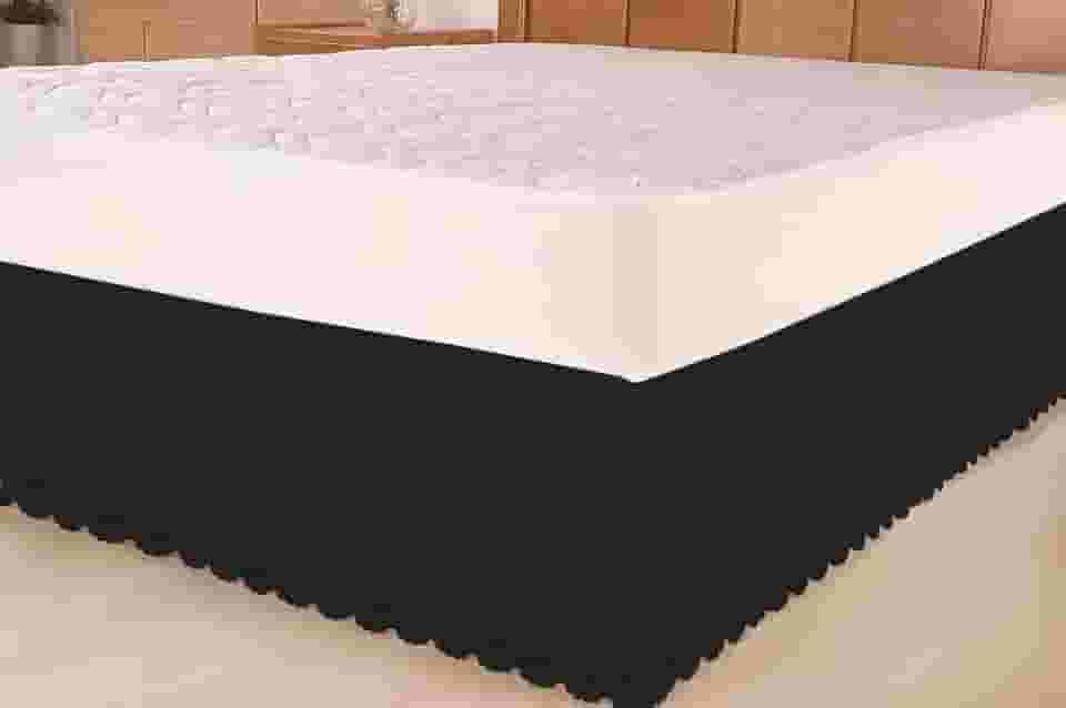 Saia para Cama Box Ajustável, Compatível com Solteiro, Viúva, Casal e Queen, com Sistema de Elástico e Fivela (Preto)