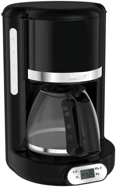 Cafeteira Elétrica Arno Soleil Preta 1,25L SPFC, Design Retrô, Programável, Corta Pingos, Jarra de Vidro, 110V
