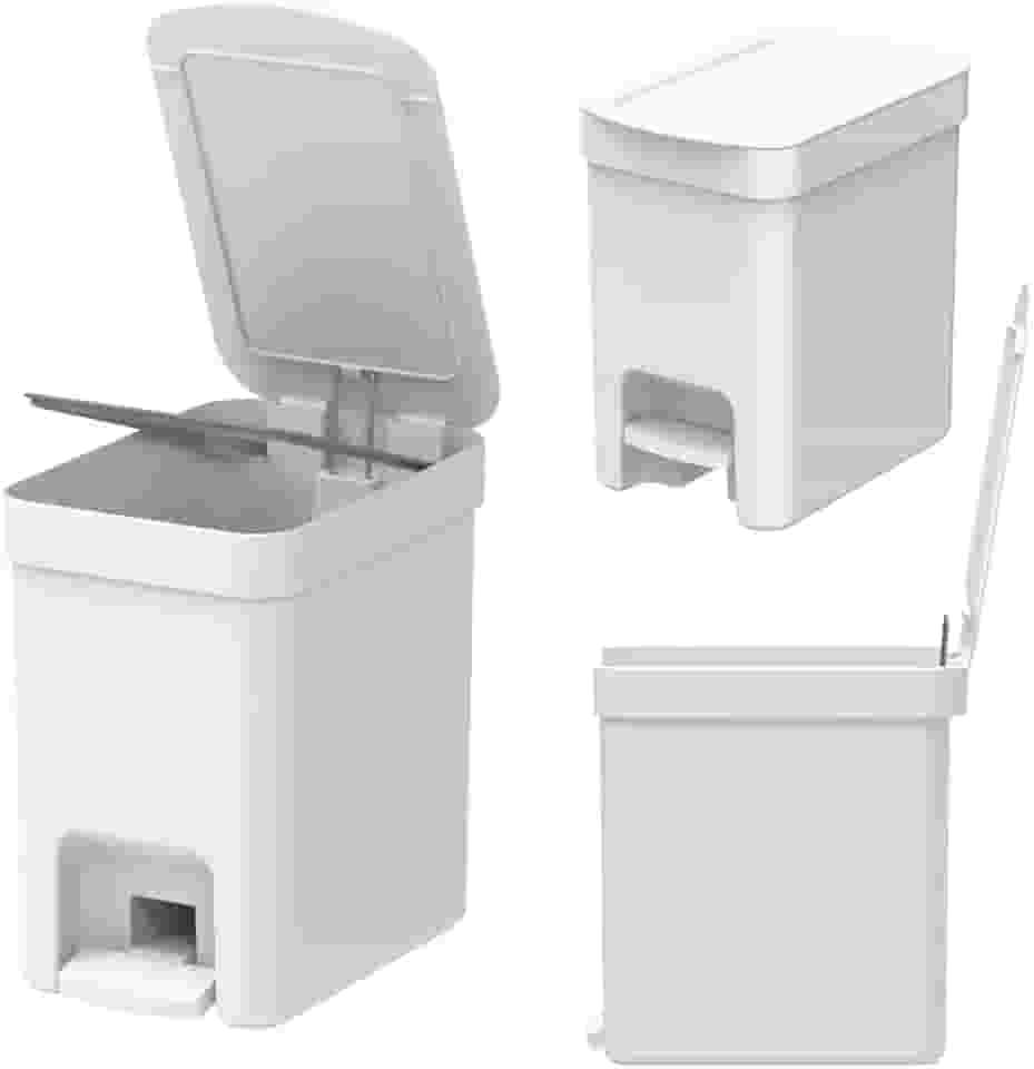 ' Lixeira para banheiro lavabo escritório pia area externa OU Trium 06 litros Branco - Lixeira de banheiro com esconde saco lixeira quadrada Lixeira com pedal Lixeira Branco '