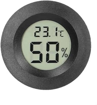 Termômetro Higrômetro Digital LCD, Embutir, 4,5 cm, Preto, Alimentação por Pilha LR44 TECNOARK
