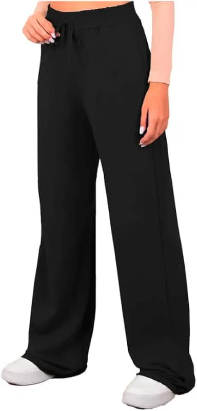 Calça Moletinho Pantalona Wide Leg Moletom Feminina Cós Largo Corte a Fio Sem Felpa