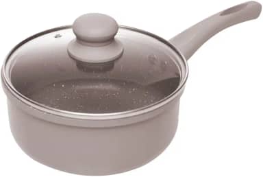 LYOR - Panela de Indução 16cm Taupe Alumínio com Revestimento Cerâmico e Tampa de Vidro