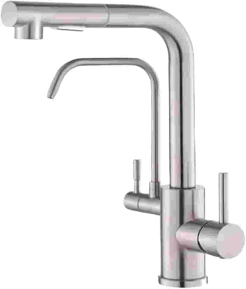 YESOP Torneira De Bancada Cozinha P/filtro Gourmet Pia Extensível Acabamento Escovado Cor Prateado