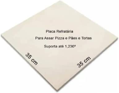 Pedra Refratária Para Pizza Forno e Churrasqueira 12mm Reforçada (Quadrada 35x35cm)