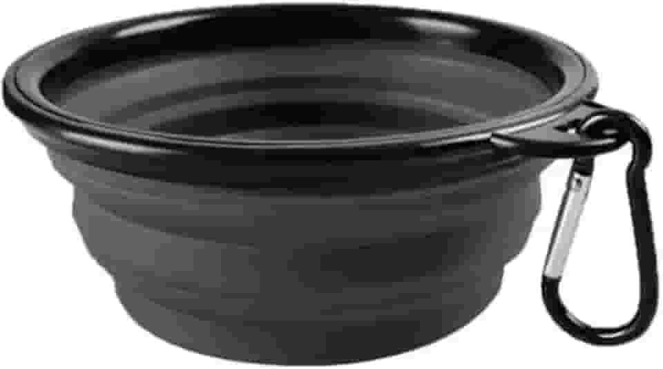 Comedouro E Bebedouro Portátil Dobrável Para Pets 350ml (Preto)
