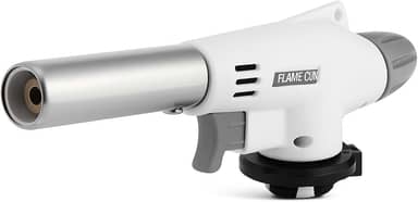 Maçarico Culinário Portátil Branco Com Controle Manual Da Chama E Acendimento Automático