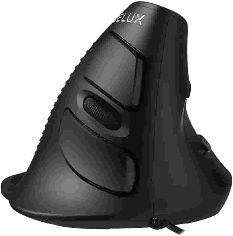 DeLUX Mouse Ergonômico Vertical com Fio, 6 Btões Programáveis, 4200DPI, Clique Silencioso, Descanso Removível para as Mãos, Reduz a Dor no Pulso e o Túnel do carpo (M618XU-Preto)