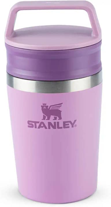 Stanley - Copo de Café Térmico, Caneca de Viagem Café Go com Tampa de Duas Partes Para Beber e Alça de Transporte, Garrafa Térmica de Aço Inoxidável, 236 ml, Lilac