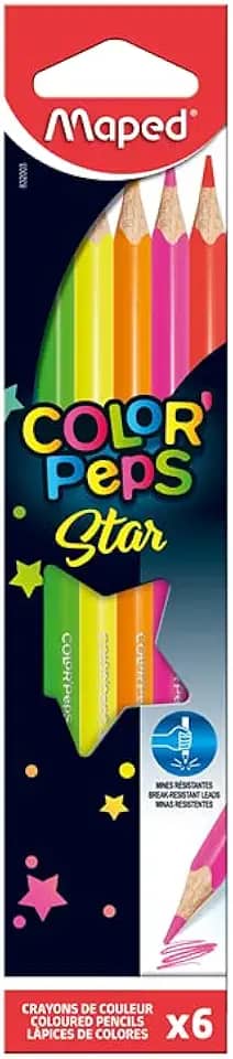 Lápis de Cor, Maped, Color Peps Fluo, 832003, 6 Cores Neon